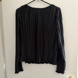 LOFT Black Pleated Blouse